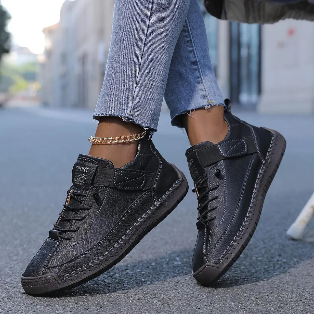 Baskets en cuir  – Confort et Élégance Décontractée