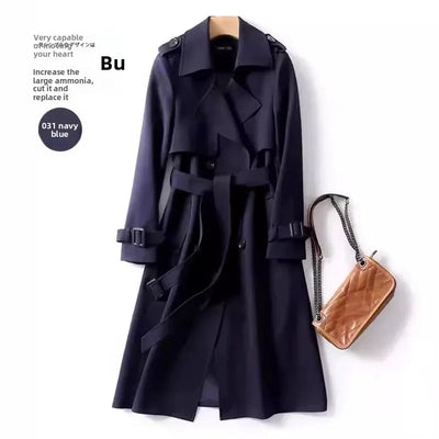 Manteau mi-long pour femme, longueur genou, nouvelle arrivée, style britannique, en fibre de polyester, à manches longues, manteau uni.