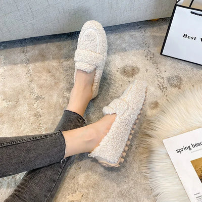 mocassin femme en laine d'agneau