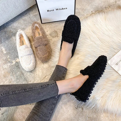 mocassin femme en laine d'agneau