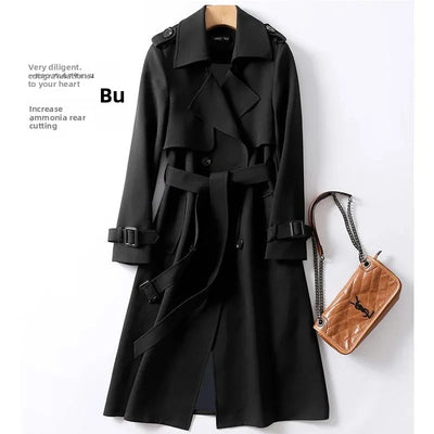 Manteau mi-long pour femme, longueur genou, nouvelle arrivée, style britannique, en fibre de polyester, à manches longues, manteau uni.