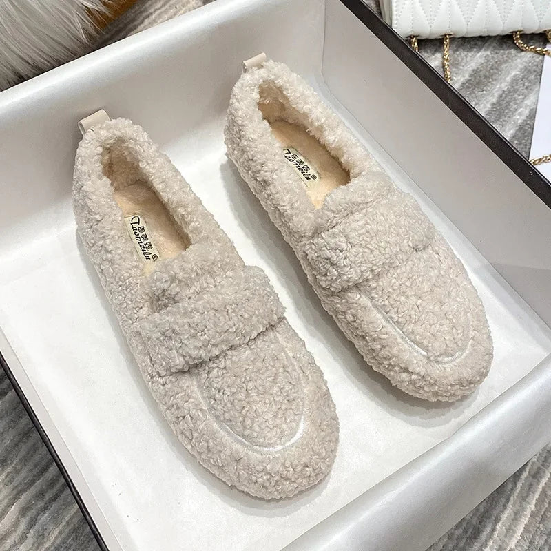 mocassin femme en laine d'agneau