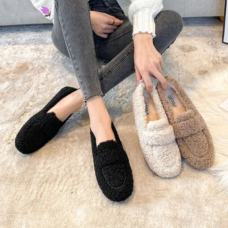 mocassin femme en laine d'agneau