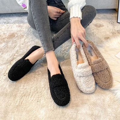 mocassin femme en laine d'agneau