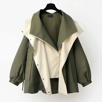 Manteau Trench Nouveau Printemps Automne 2025 pour Femme – Manteau Mi-Long Coréen avec Fermeture Éclair, Veste de Pluie pour Femme, Manteau d'Extérieur, Hauts pour Femme