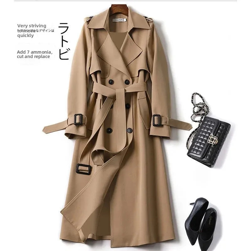 Manteau mi-long pour femme, longueur genou, nouvelle arrivée, style britannique, en fibre de polyester, à manches longues, manteau uni.