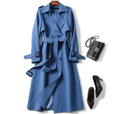 Manteau mi-long pour femme, longueur genou, nouvelle arrivée, style britannique, en fibre de polyester, à manches longues, manteau uni.