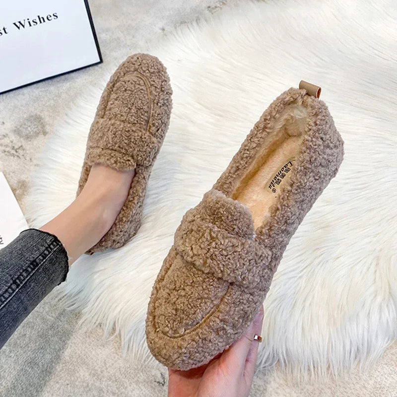 mocassin femme en laine d'agneau