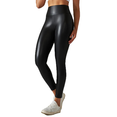 Femmes noir Pu cuir Pantalon taille haute en cuir Sexy Leggings Pantalon femmes épais Stretch Pantalon Mujer