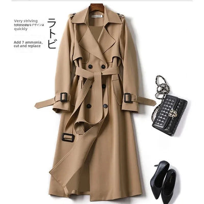 Manteau mi-long pour femme, longueur genou, nouvelle arrivée, style britannique, en fibre de polyester, à manches longues, manteau uni.