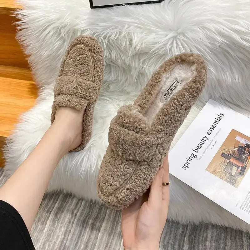 mocassin femme en laine d'agneau